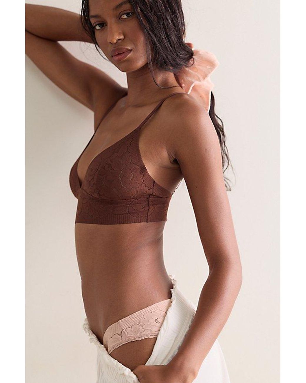 Intimately By Free People Brown Smooth Talking Lace Triangle Bralette By