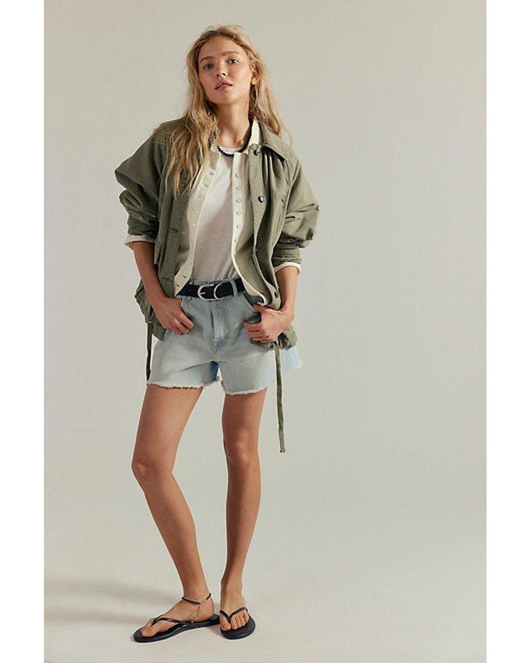 Free People Green Tippi Denim Shorts