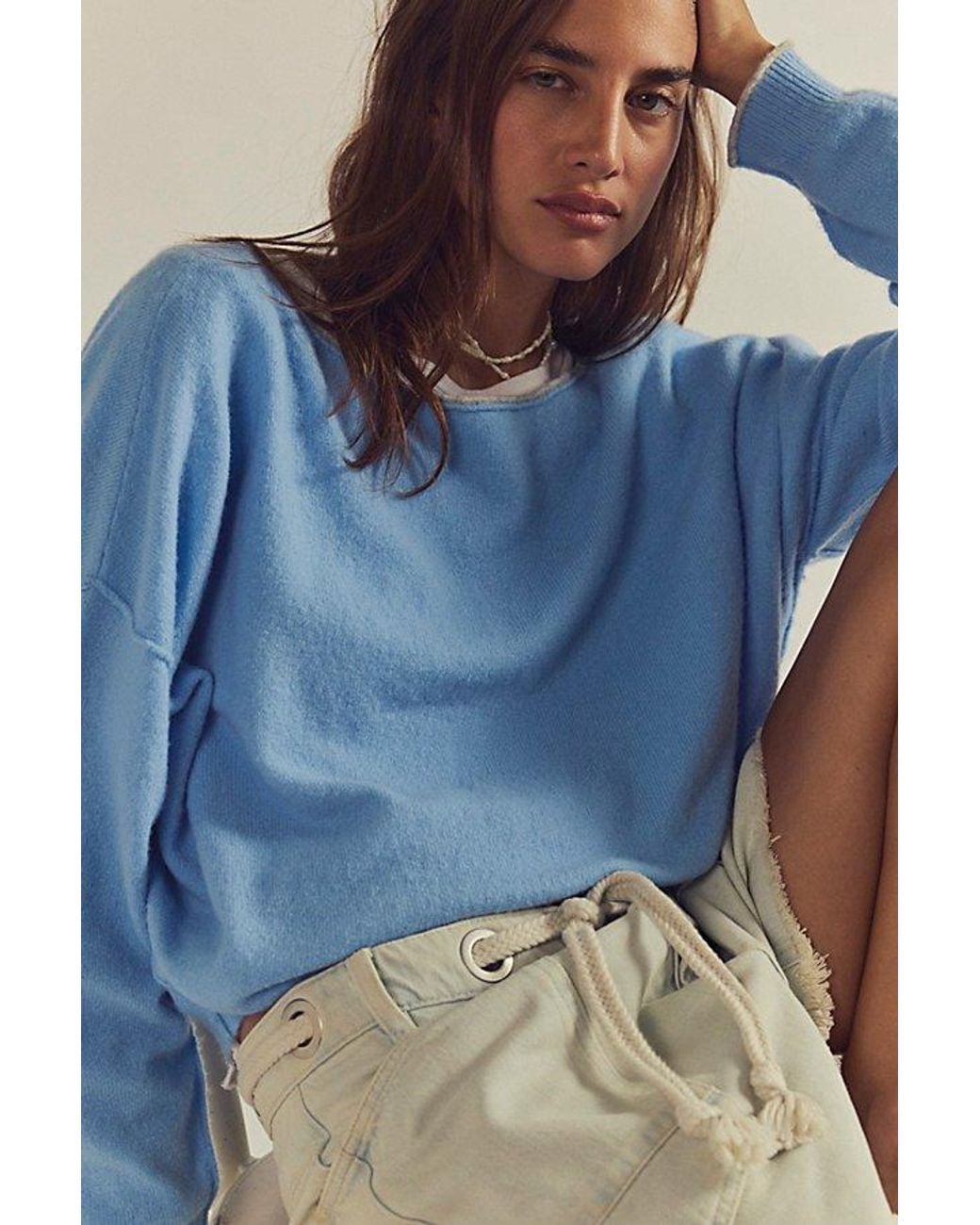 Free People Blue See Me Softspun Pullover