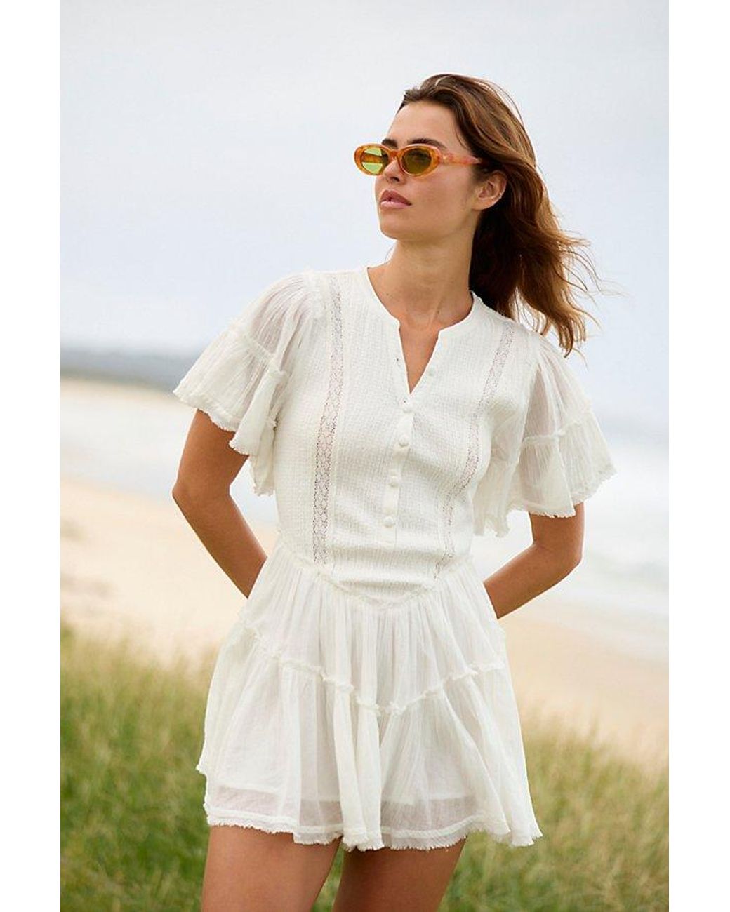 free people short flowy dress Fia Mini in White pm_prmgrl_4325