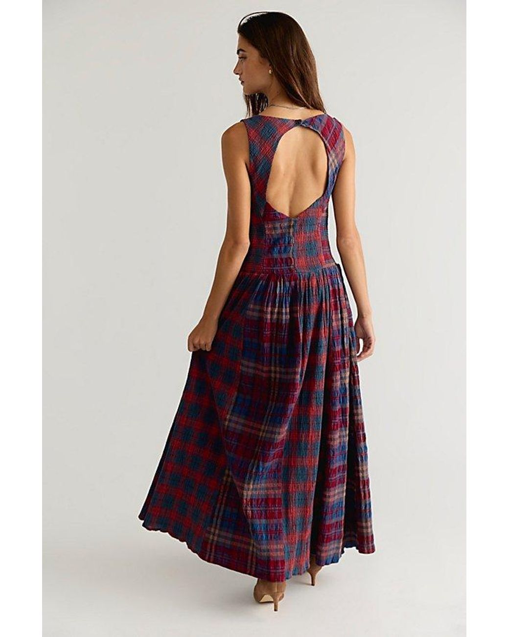 Free People Multicolor Passing Time Plaid Maxi Dress