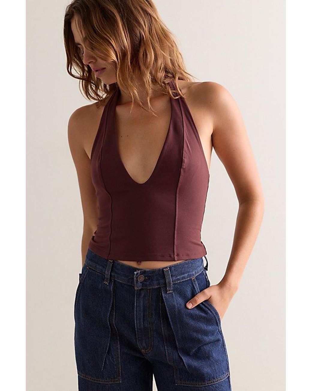 Intimately By Free People Brown Spill The Tea Plunge Tank Top By