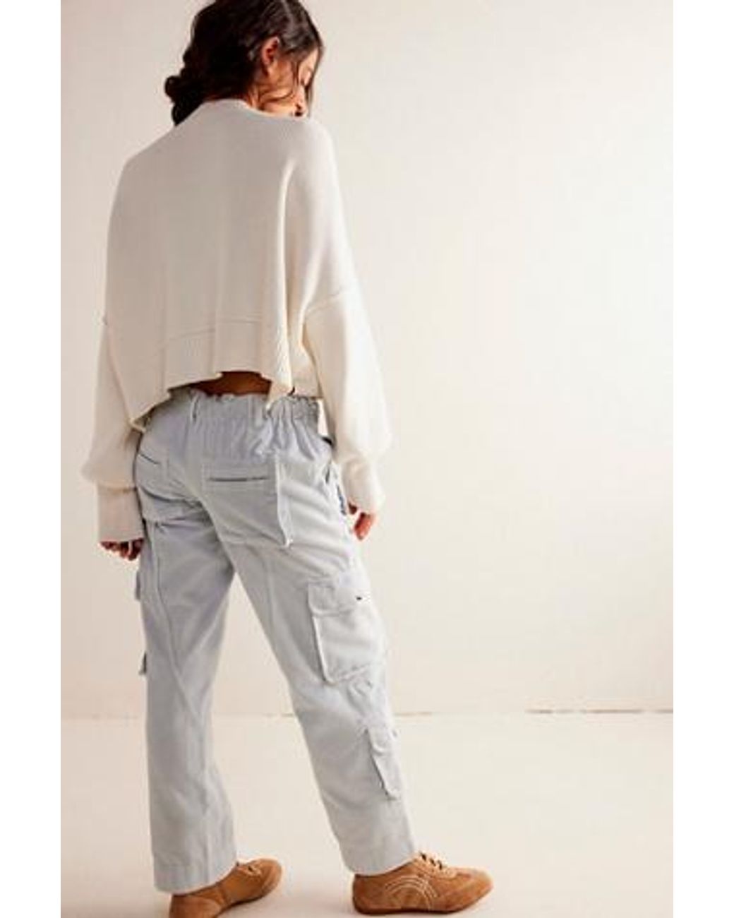 Free People Tahiti Cord Cargo Pants Pull On Drawstring Waist Size