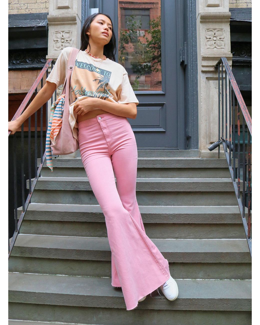 Free People Just Float On Flare Jeans in Pink | Lyst