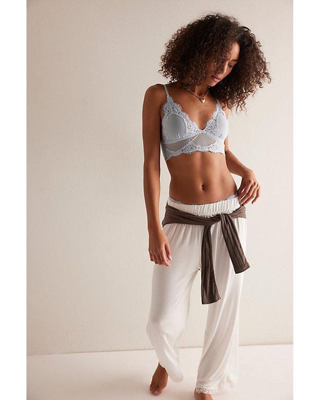 Intimately By Free People Brown Fiona Mesh Longline V-Neck Triangle Bralette By
