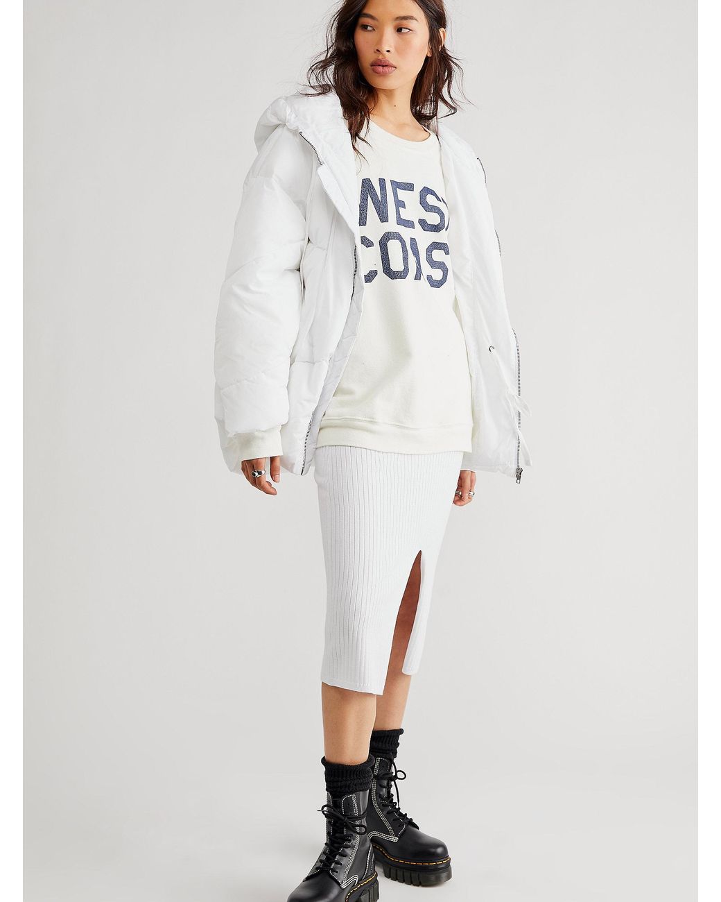 Free People Care Fp Trapeze Haley Puffer Jacket in White Lyst