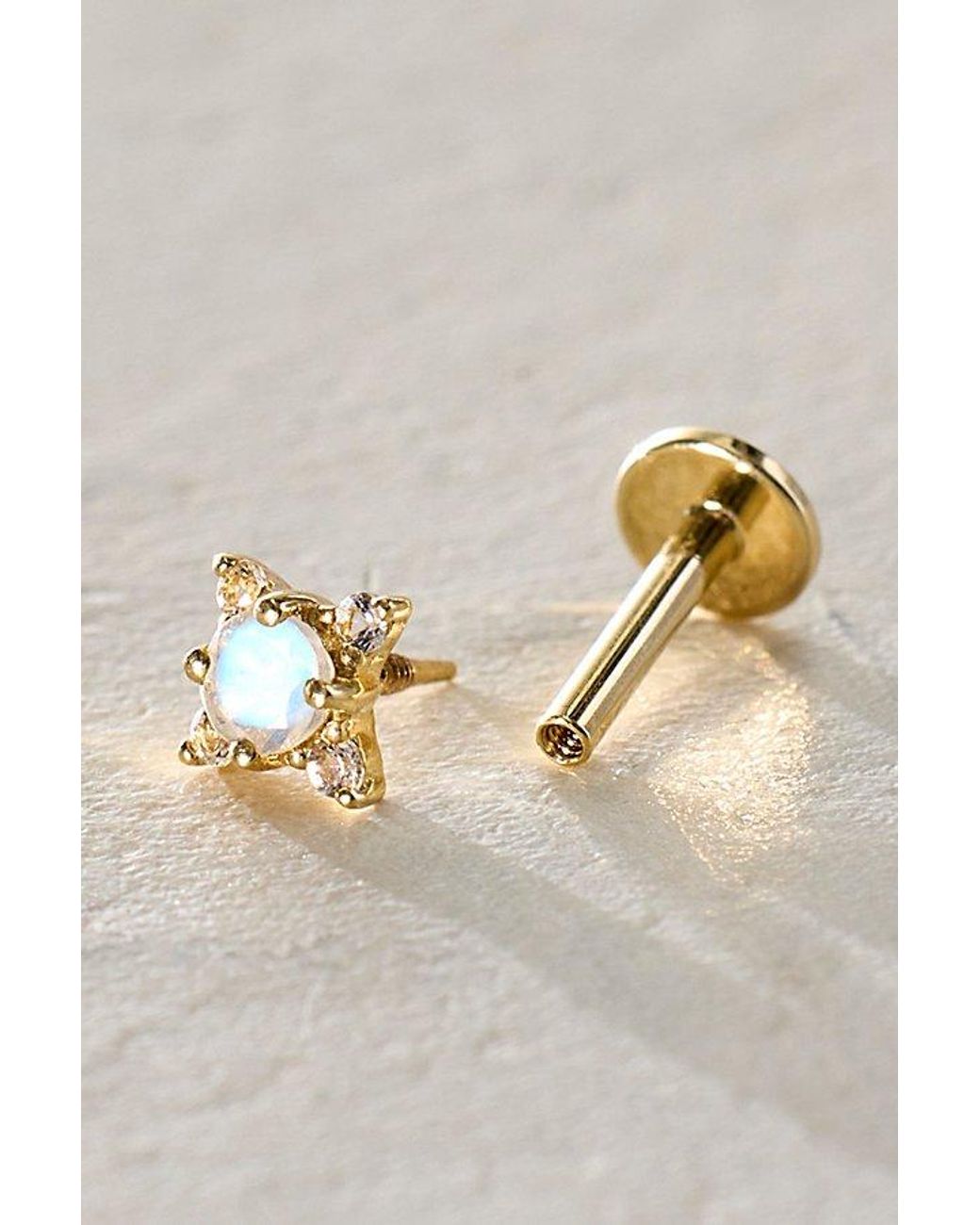 Local Eclectic Gray Moonstone Flatback Earrings