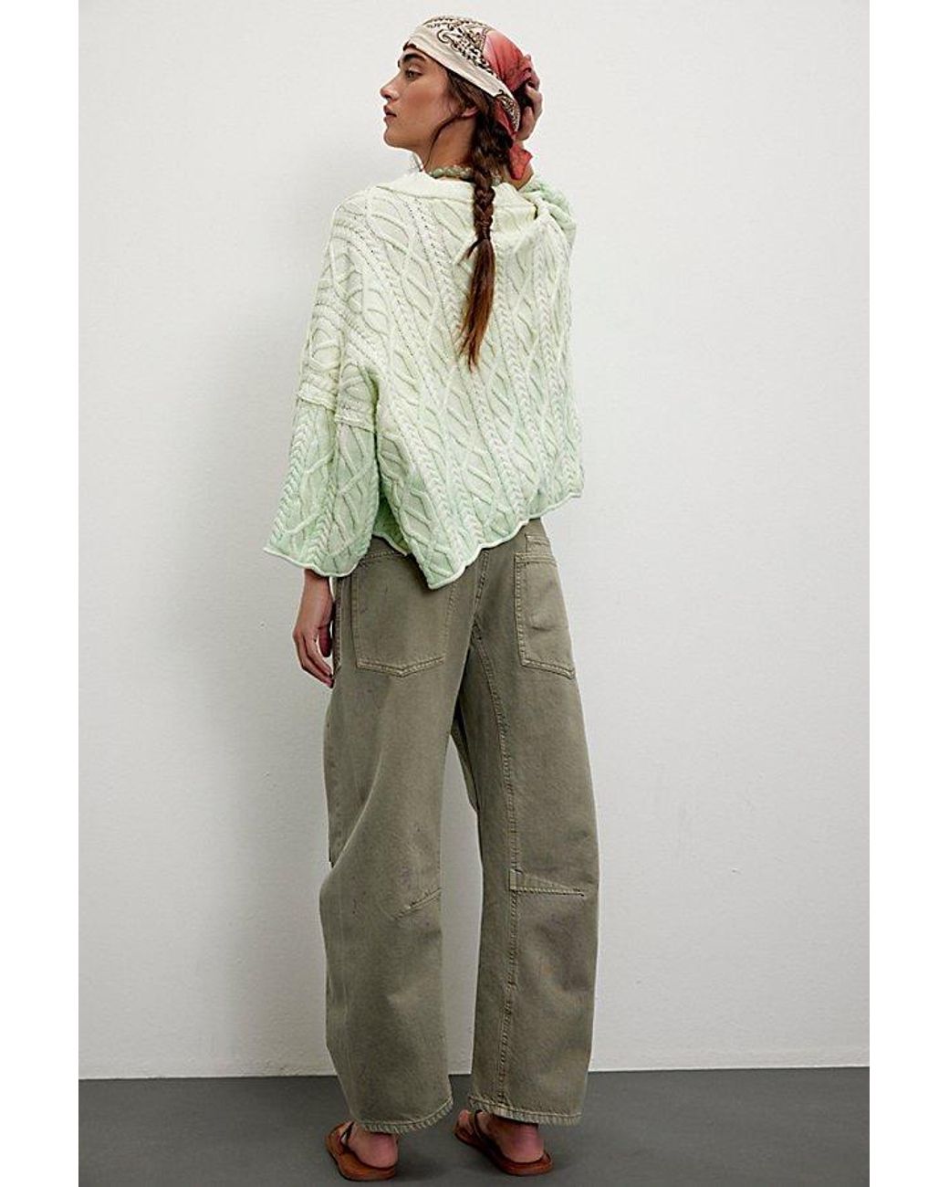 Free People Green We The Free Moxie Pull-on Barrel Jeans