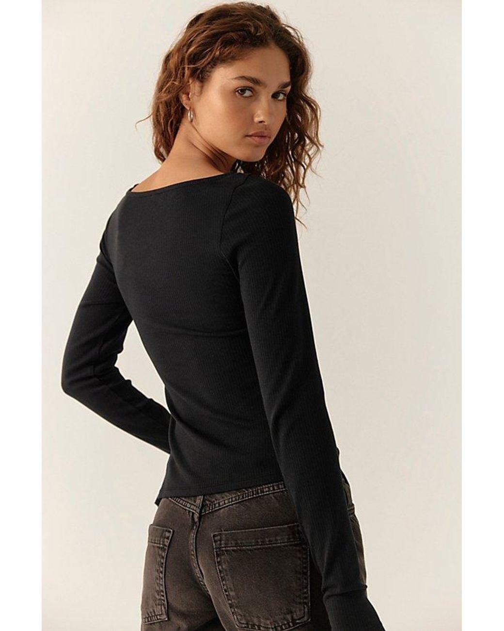 Free People Gray Over You Asymmetric Long Sleeve Top