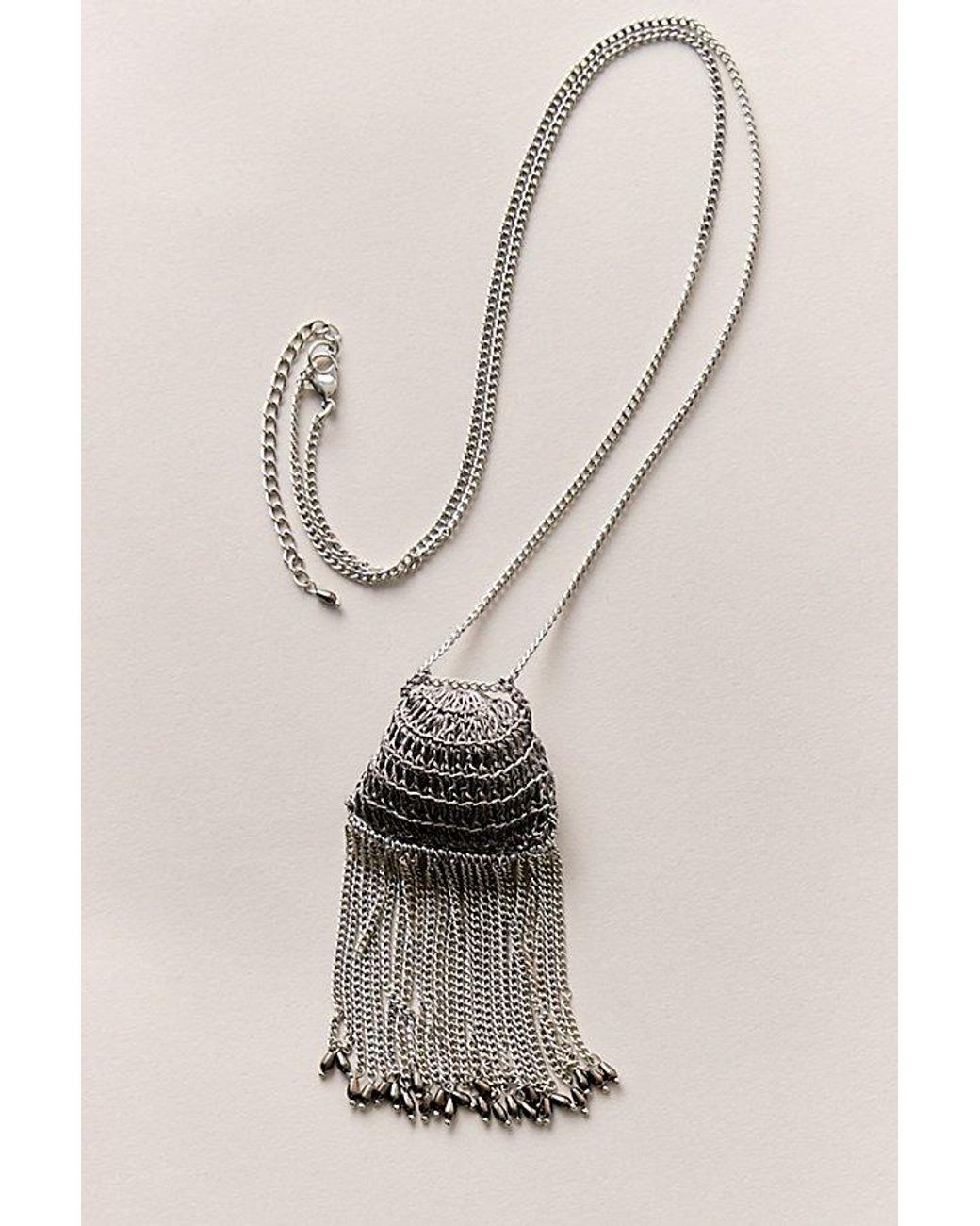 Free People Gray Zelda Fringe Necklace