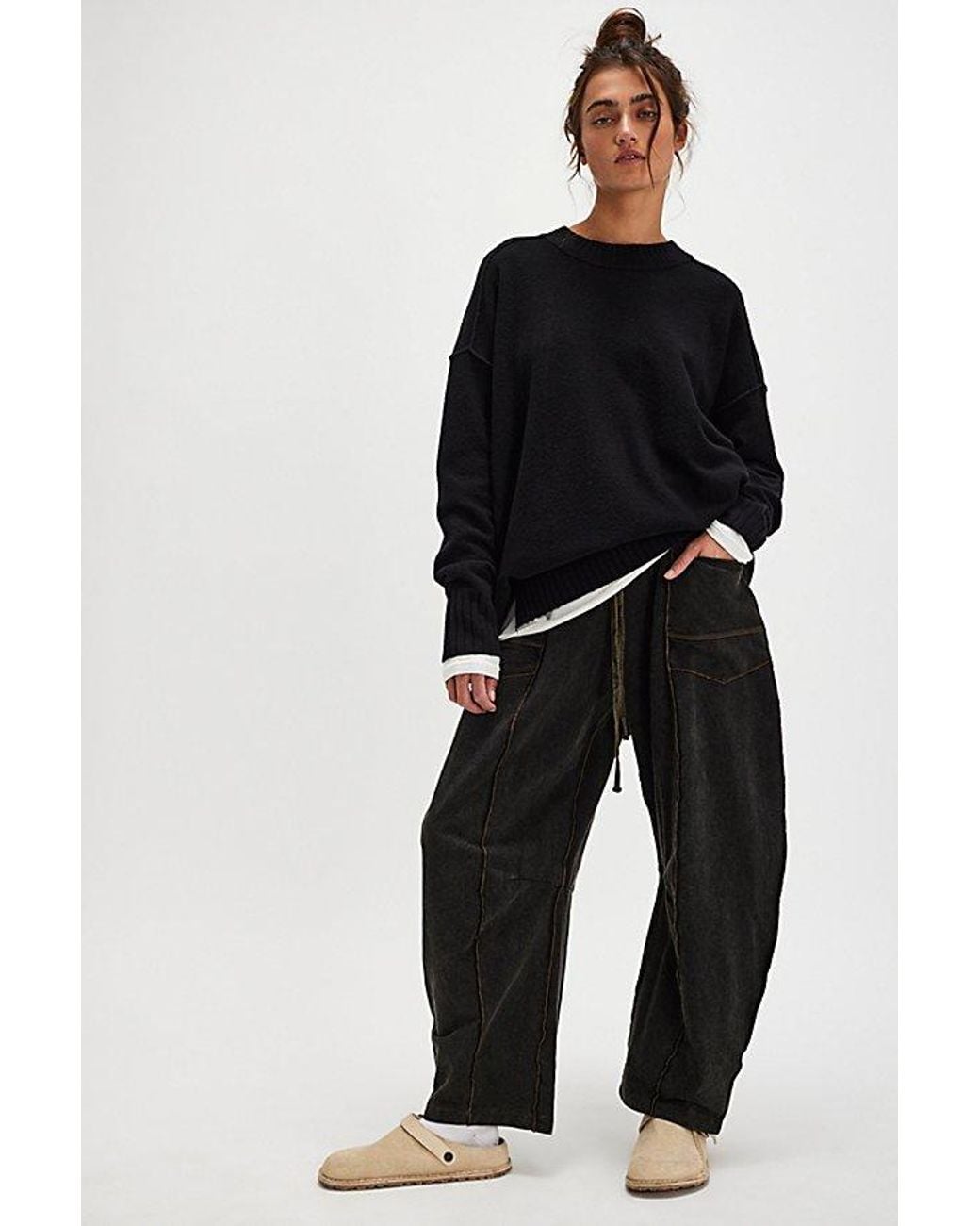 Free People Black Kaiden Barrel Trousers