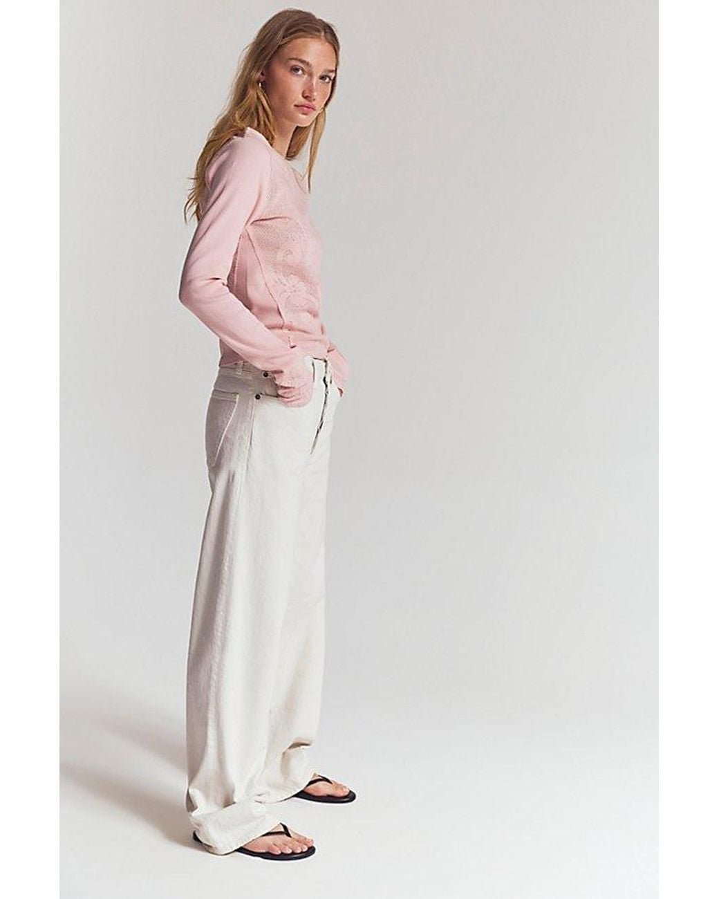 Free People Pink Delilah Long Sleeve Top