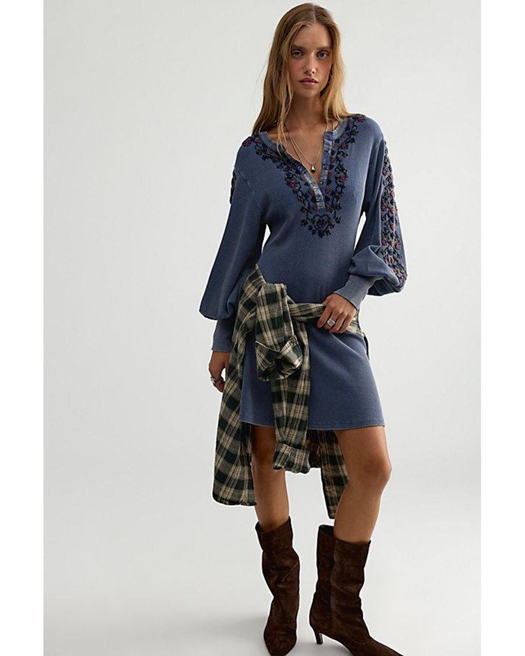 Free People Blue Freeze Frame Tee Midi Dress