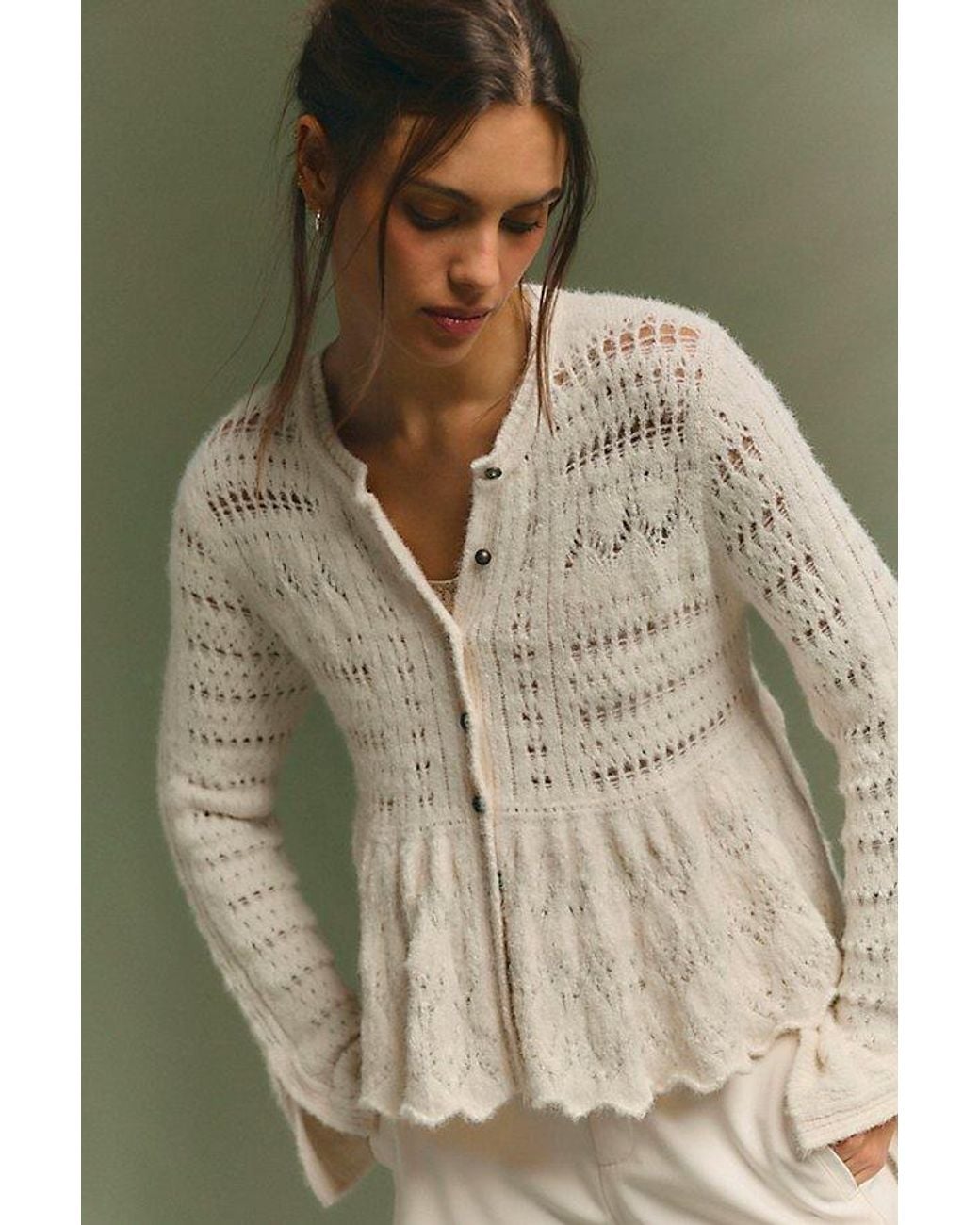 Free People Green Esmee Knit Cardi