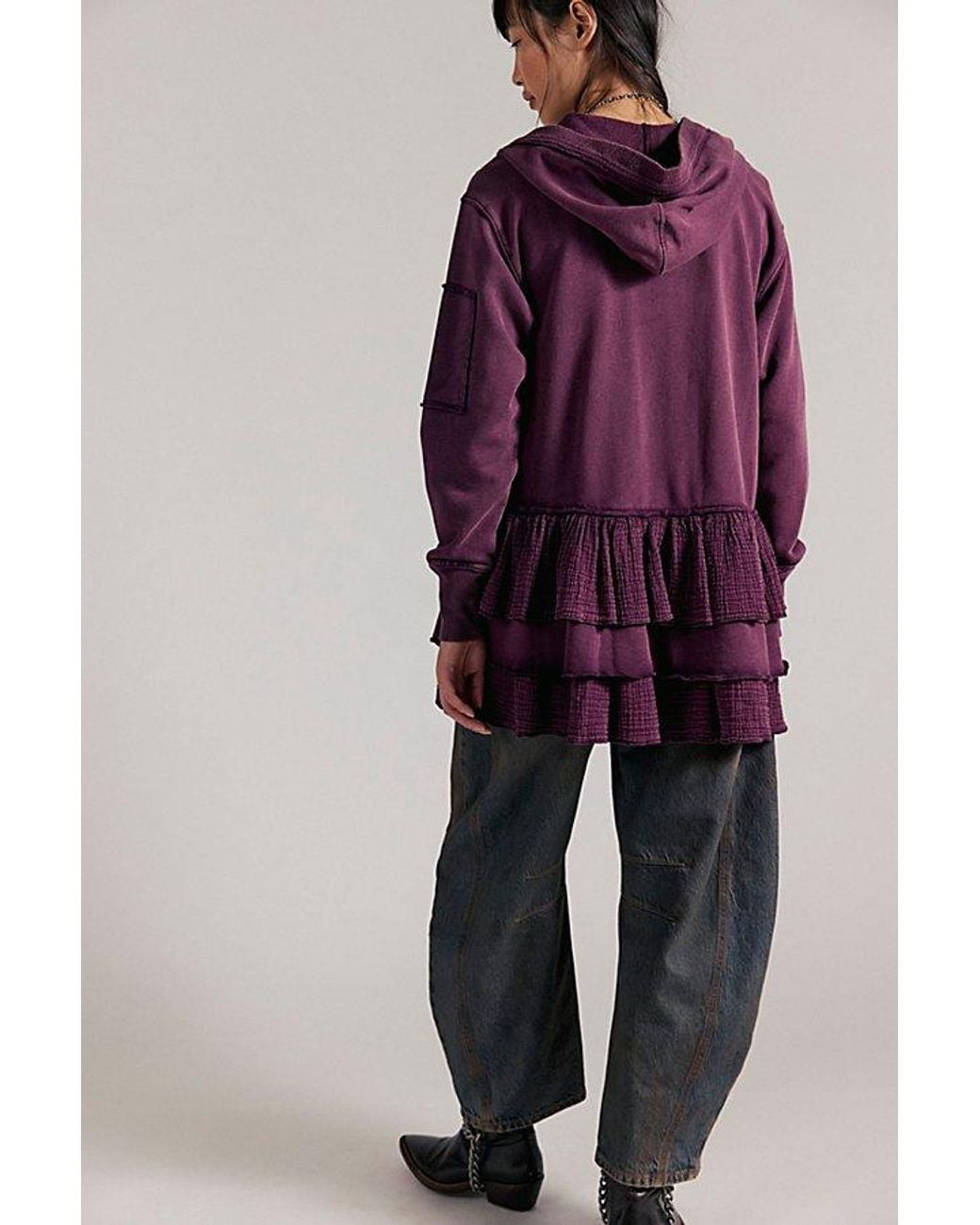 Free People Purple Piece Of Cake Zip-Up Cardi