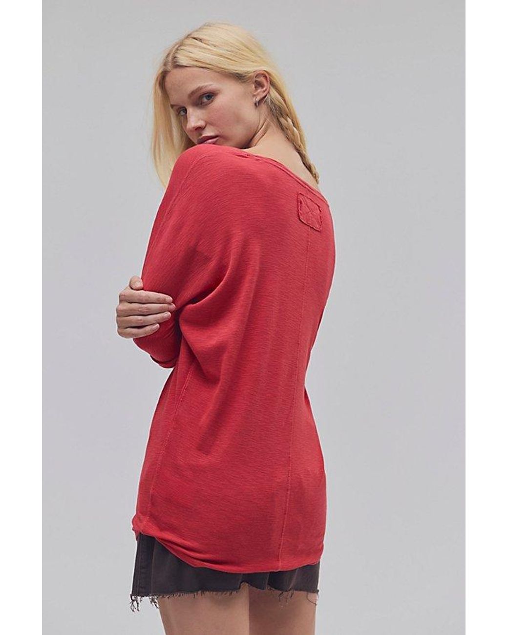 Free People Red Tinsley High Line Tee