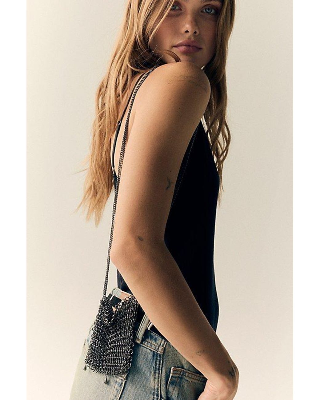Free People Gray Chainmail Mini Bag