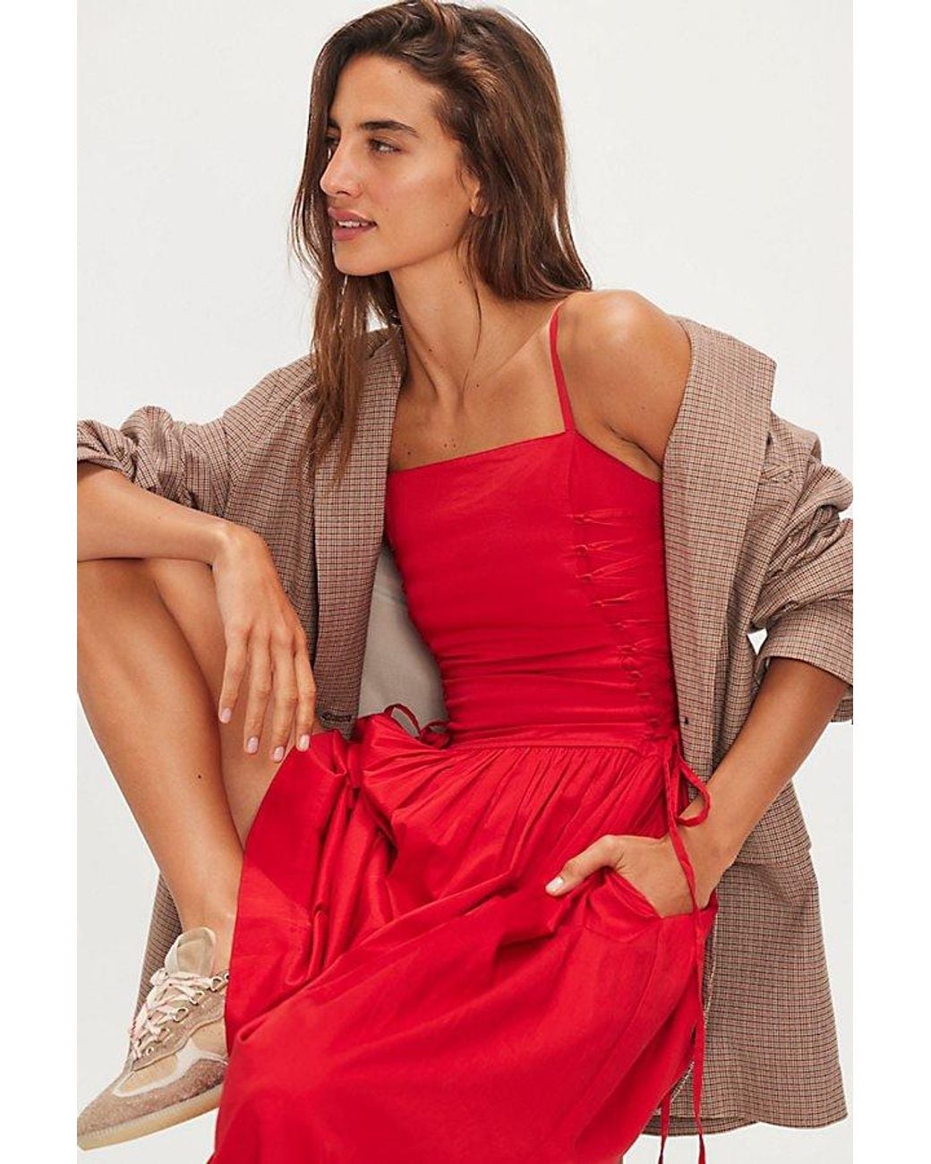 Damson Madder Angelina Midi Dress in Red | Lyst