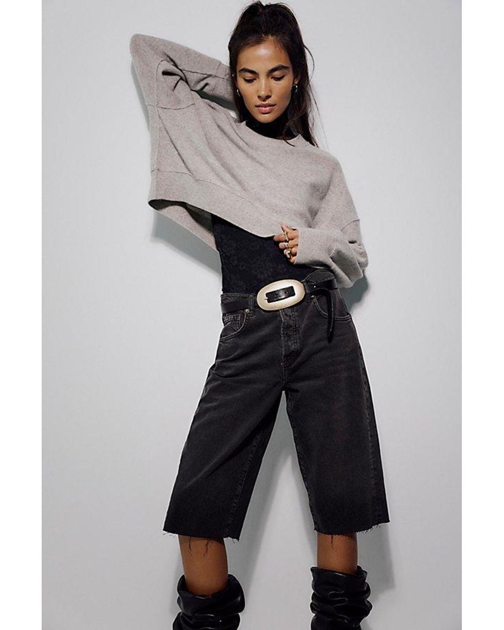 Free People Natural Low-Rise Relaxed Capri Jeans
