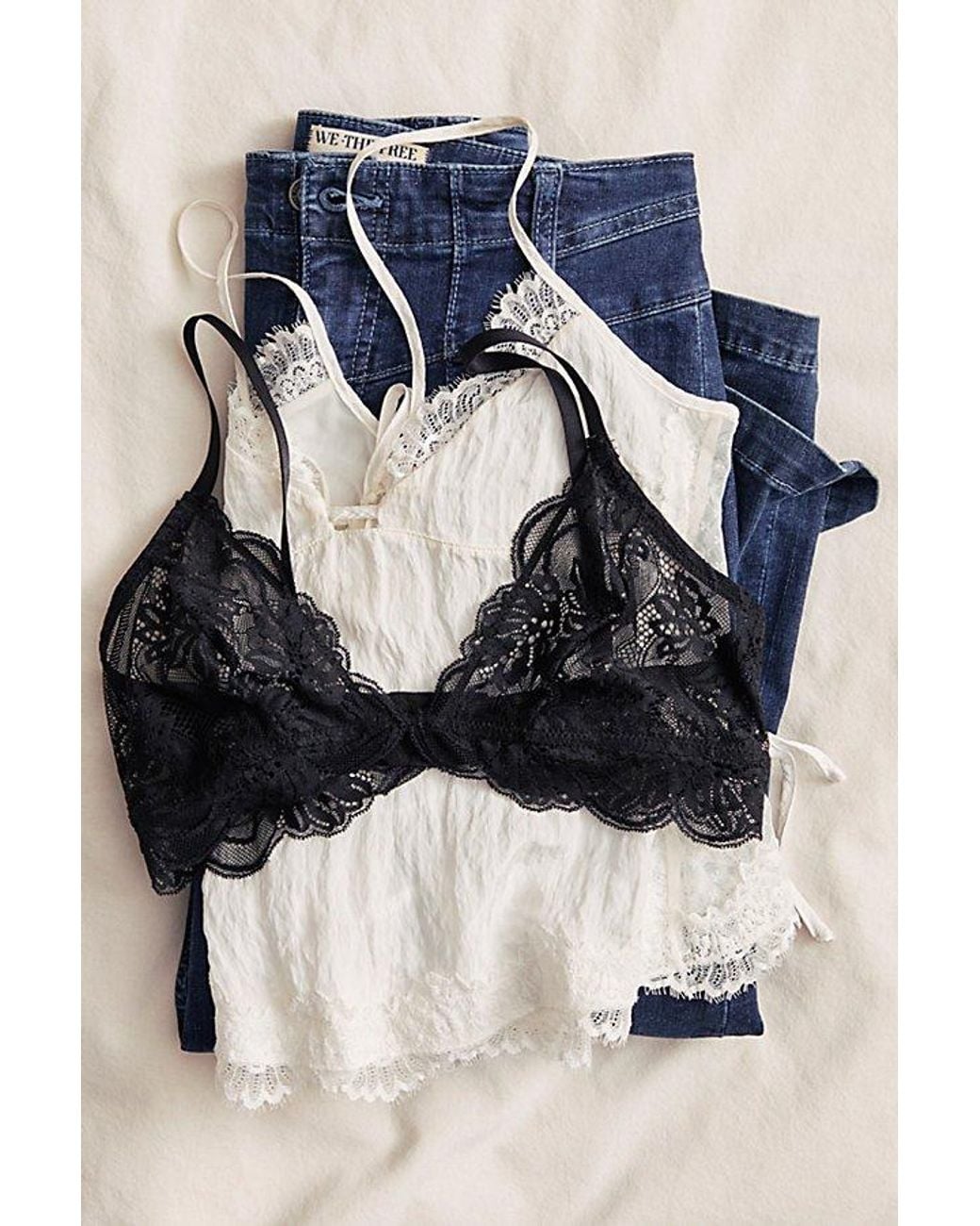 Intimately By Free People Black Last Dance Lace Triangle Bralette