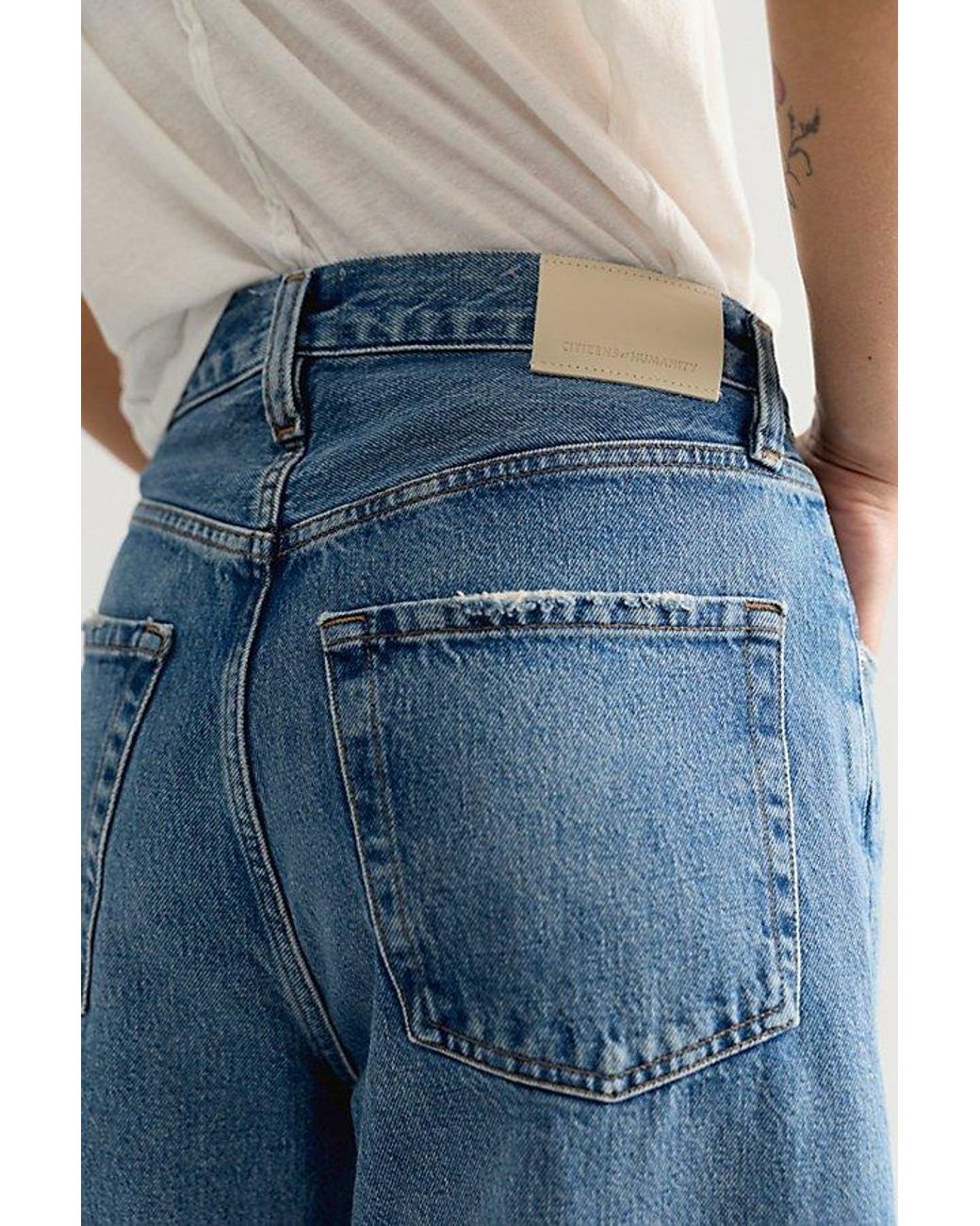 Citizens of Humanity Blue Ayla Raw Hem Crop Jeans