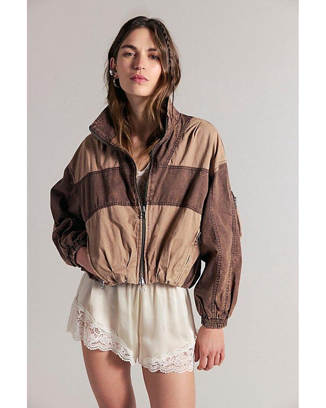 Free People Brown Canopy Bomber Jacket