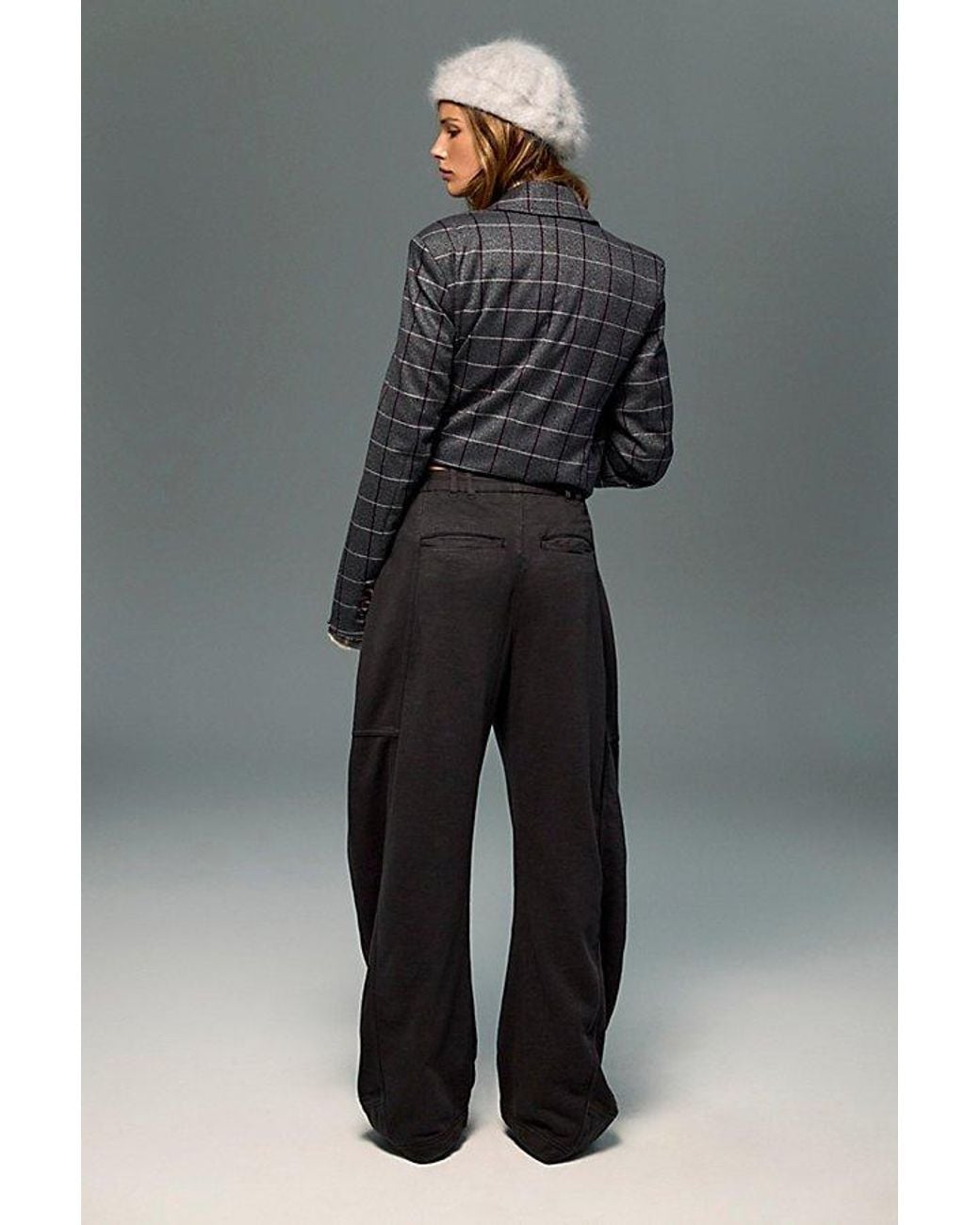 Free People Gray Spotlight Knit Barrel Trousers
