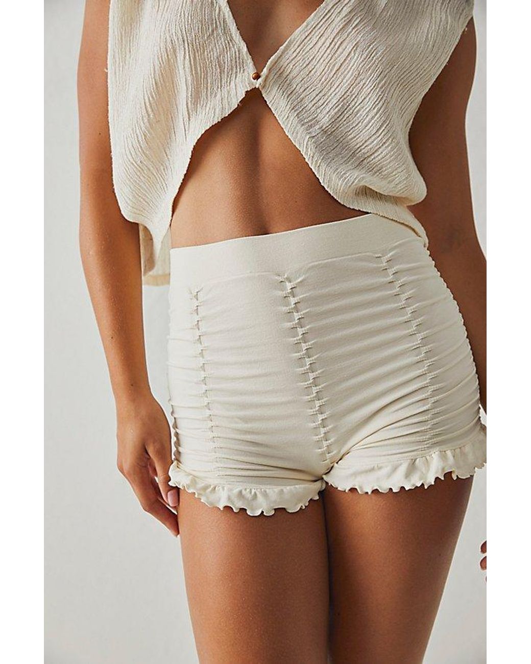 Intimately By Free People White Ruched Seamless Shorts