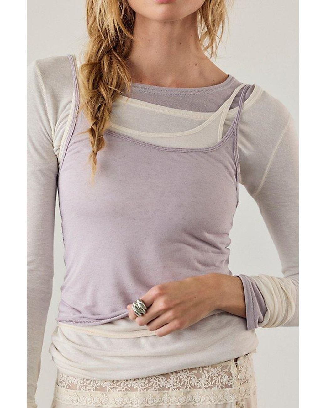 Intimately By Free People Multicolor Stackable Sheer Twofer Tank Top By