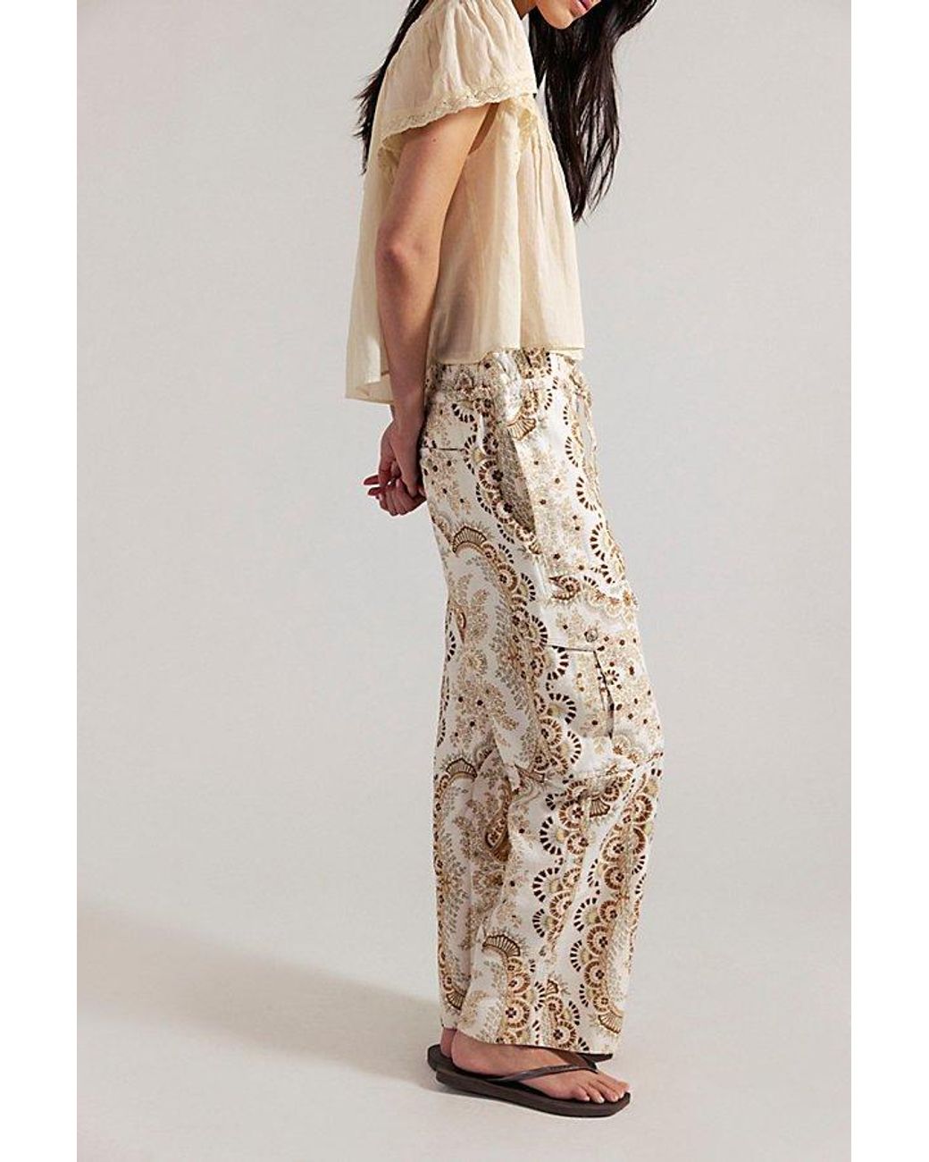 Free People Multicolor Park Ave Printed Pull-On Cargo Pants