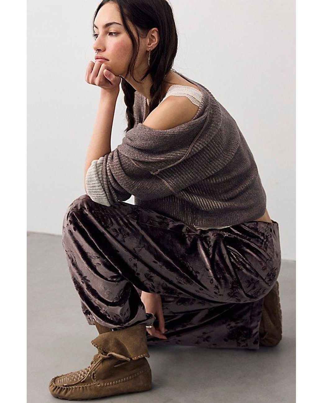 Free People Black Radiance Velvet Pull-On Pants