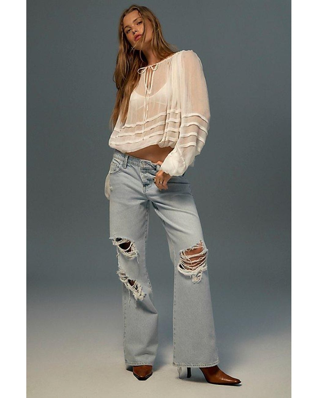Free People Green Tennessee Low-Rise Boyfriend Jeans