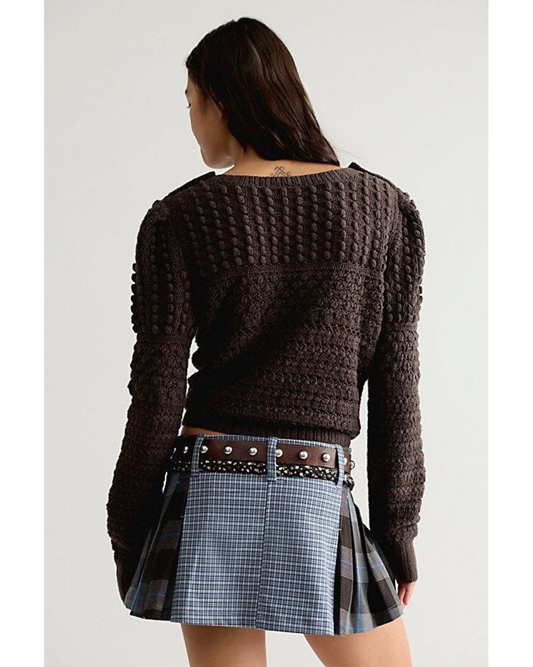 Free People Black Penny Crochet Cotton Pullover