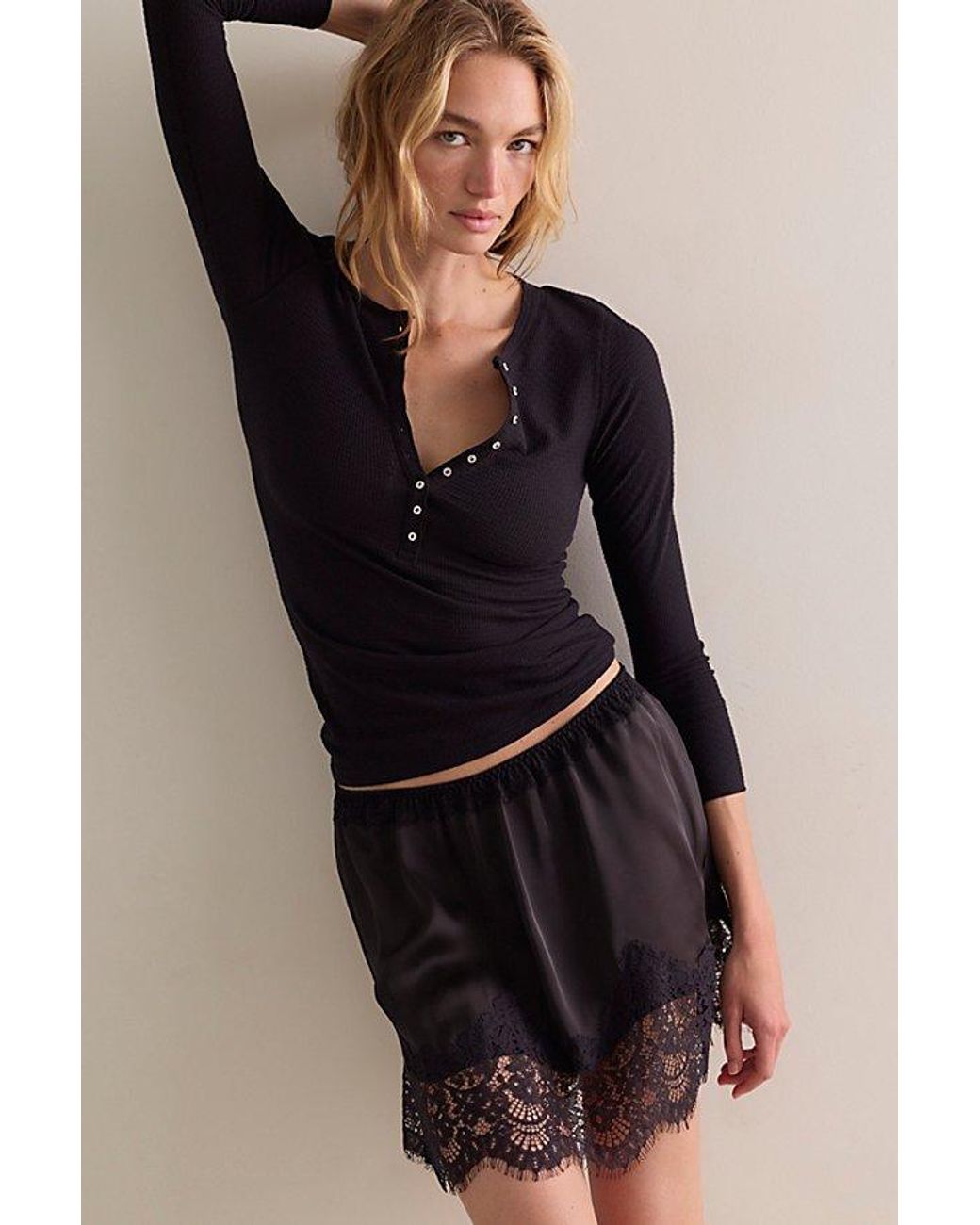 Intimately By Free People Black Easy Like That Henley By