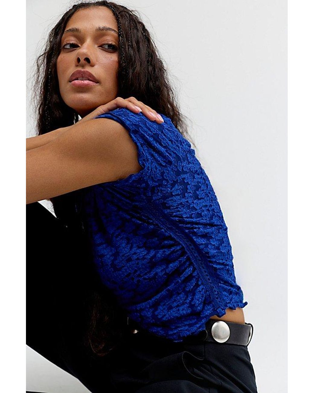 Free People Blue Anora Baby Tee