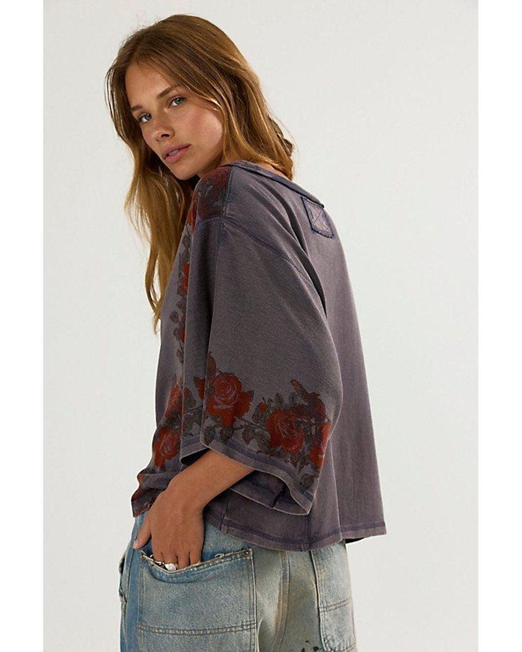 Free People Brown Next Level Printed Tee