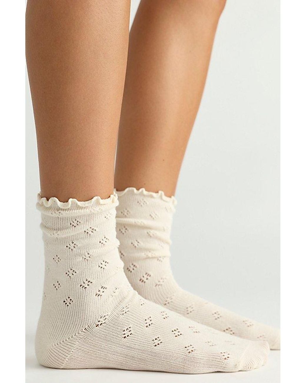 Free People Gray Pointelle Ru Socks