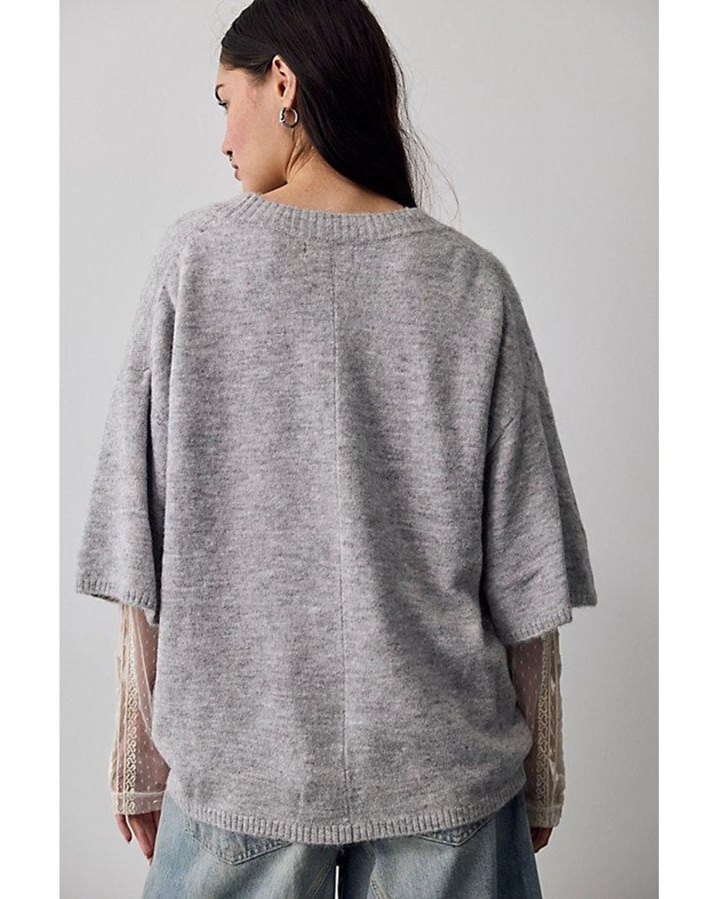 Free People Gray Margot Softspun Sweater Tee