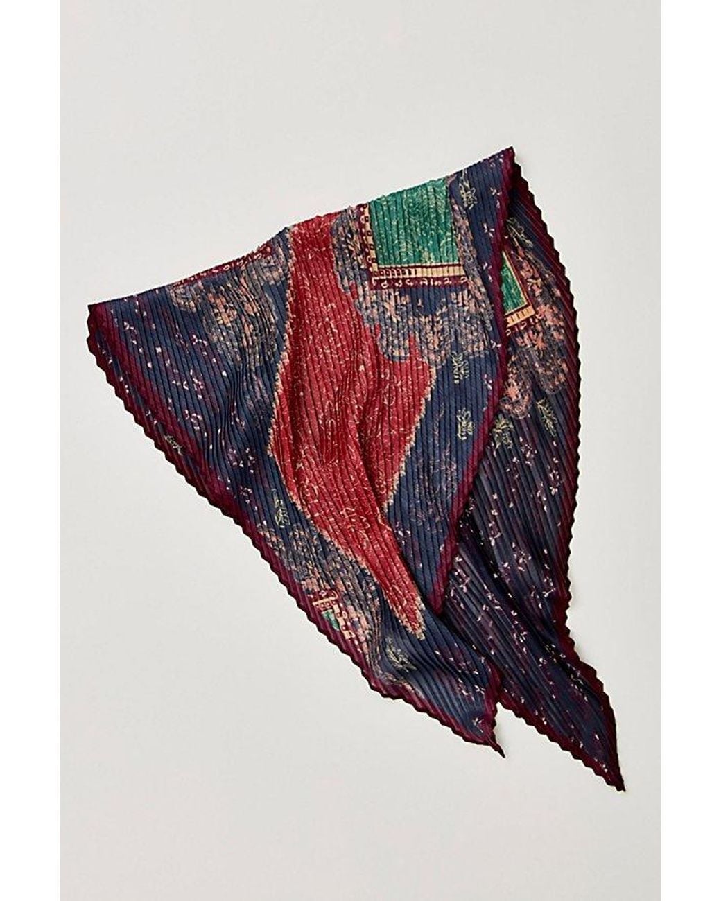 Free People Brown Pleated Printed Skinny Bandana