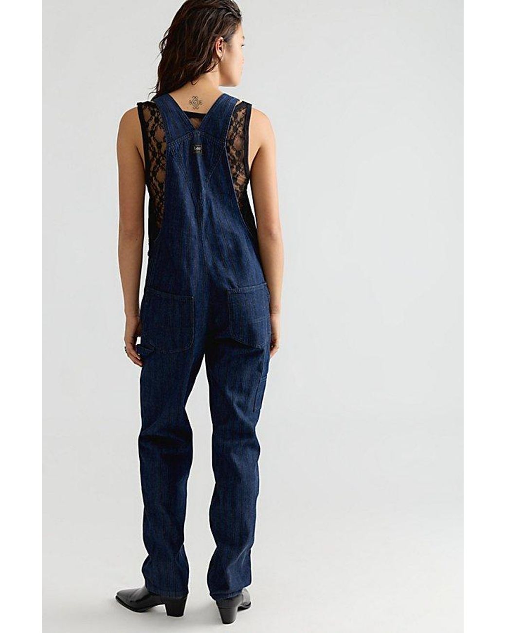 Lee Jeans Blue Striped Slim Straight Overalls