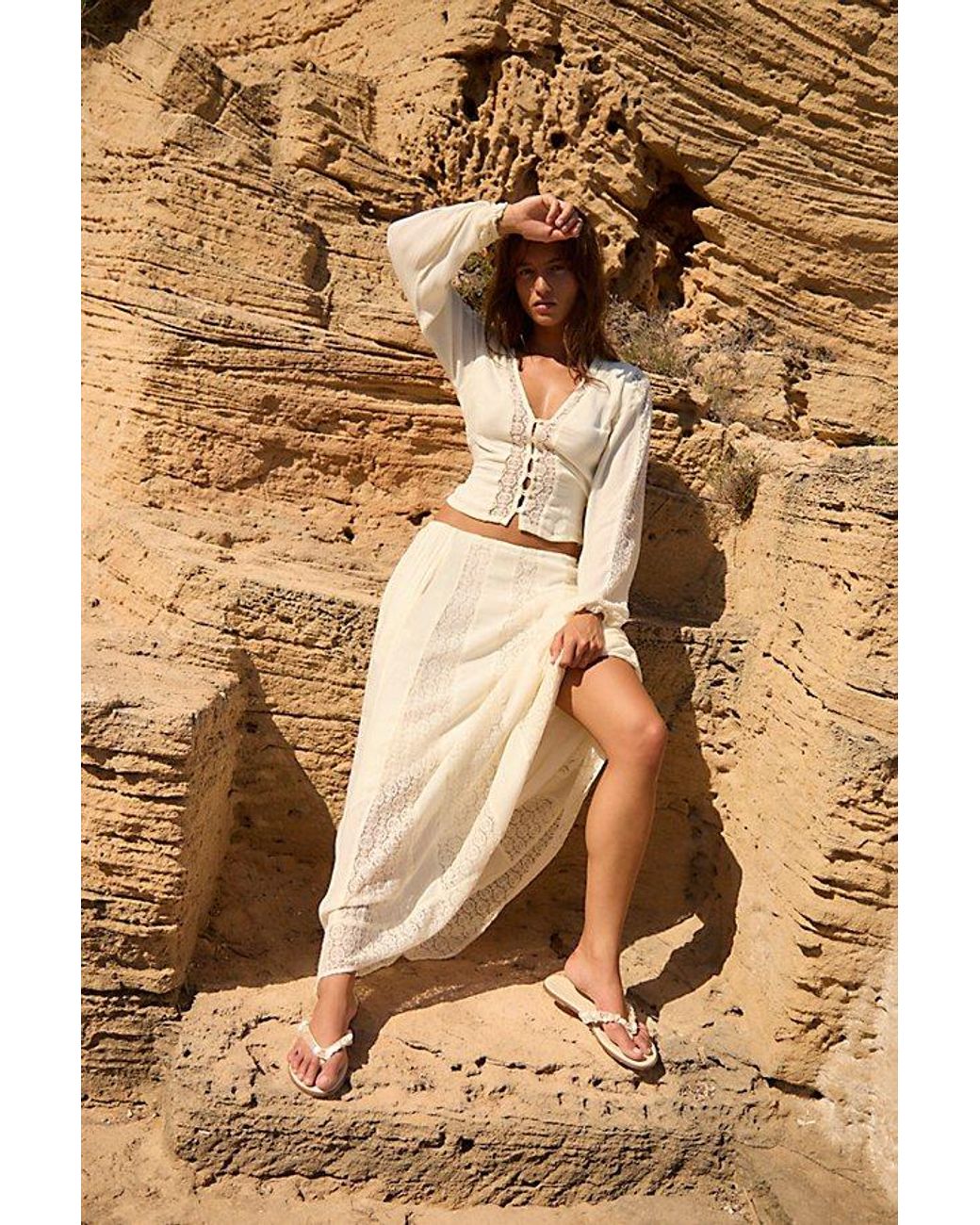 free-est Natural Marine Skirt Set By