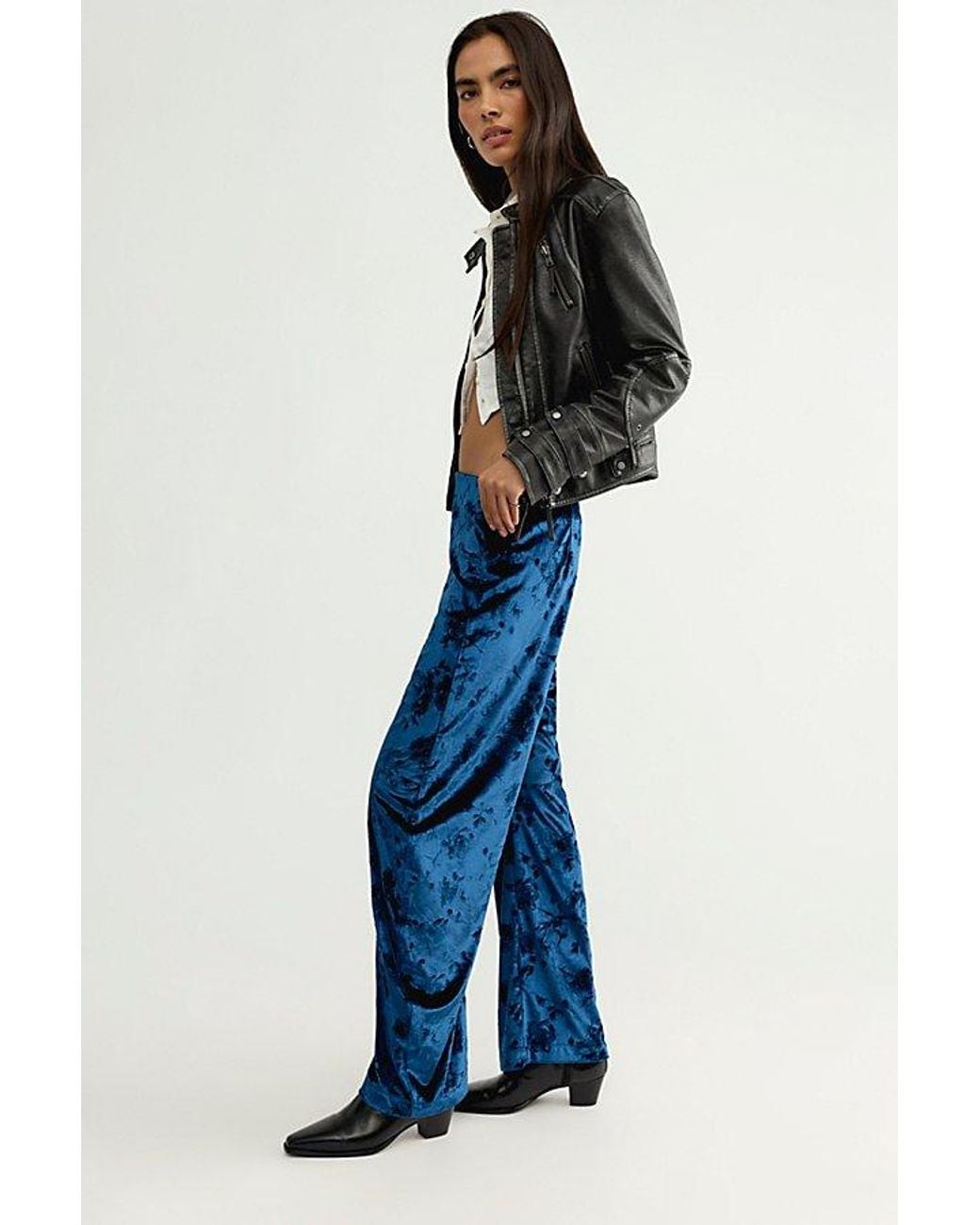 Free People Blue Radiance Velvet Pull-On Pants