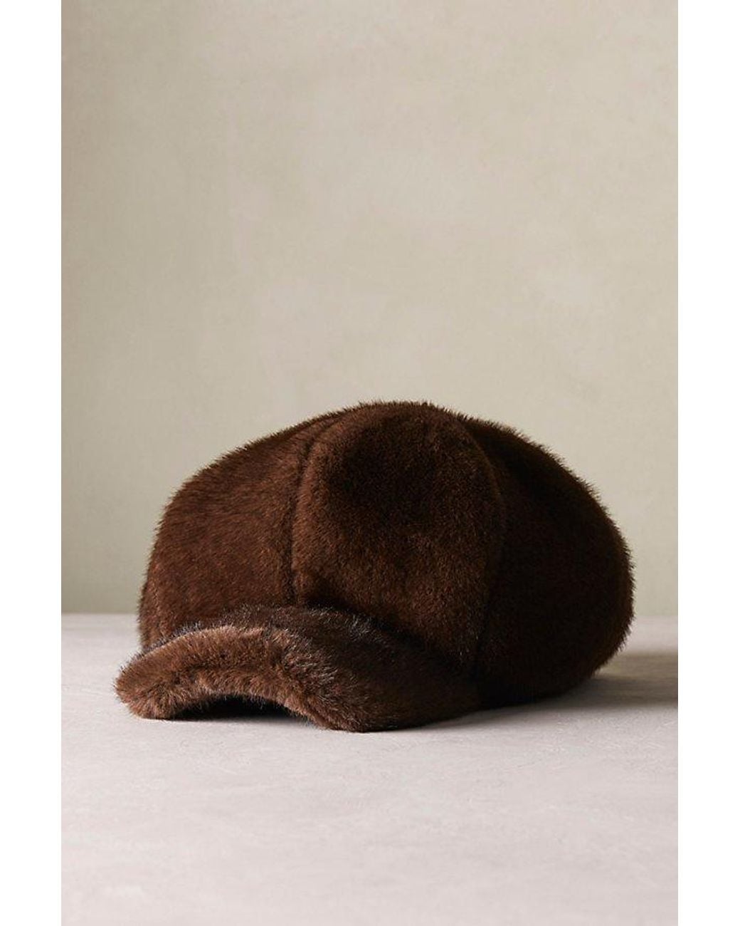 Free People Brown Teddy Faux Fur Cadet Hat