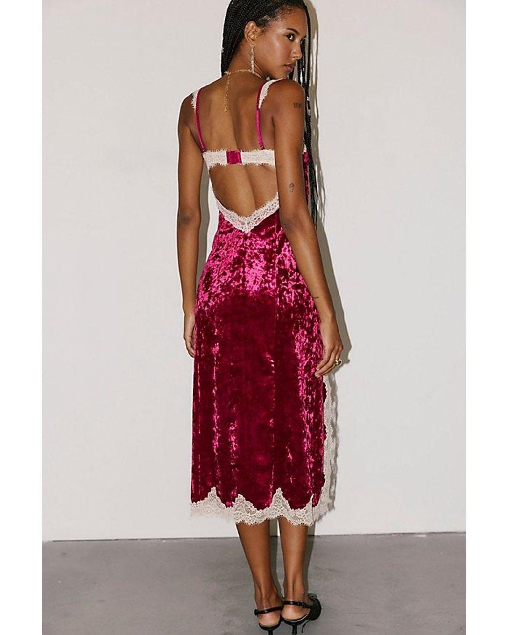 Intimately By Free People Red Date Night Ready Midi Slip Dress By