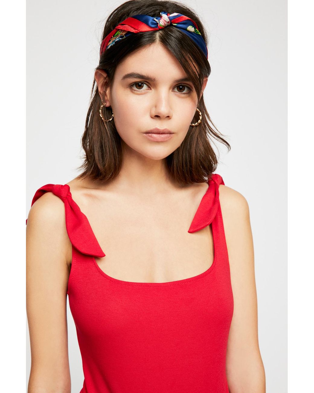 Free People Tie Shoulder Bodysuit By Intimately in Red | Lyst