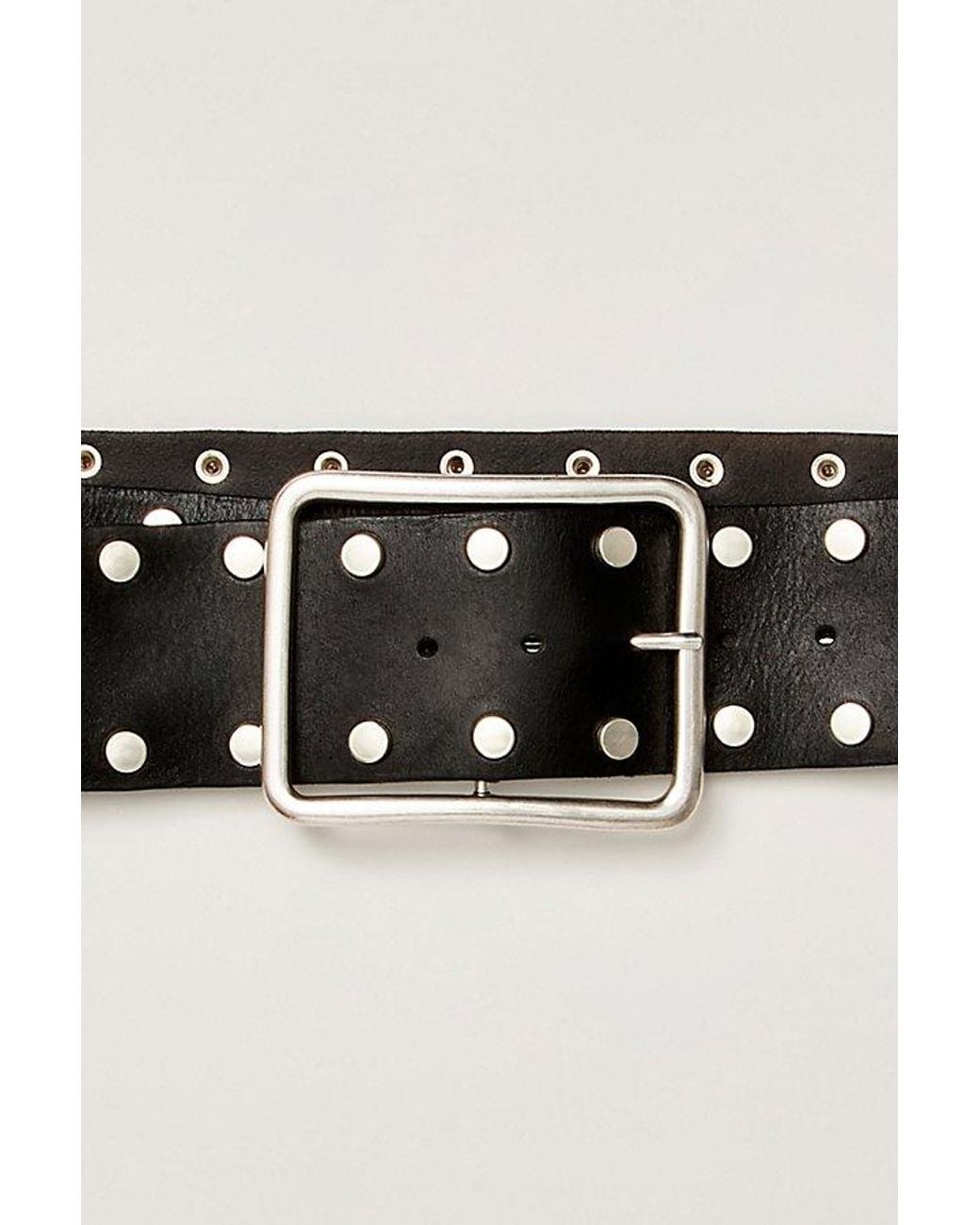 Free People Hex Hip Belt- Black Free People Free People hex studded leather hip belt in  main image 3