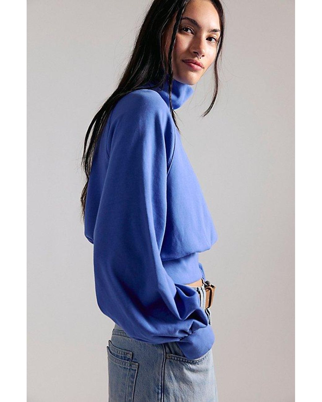Free People Blue Fall Breeze Turtleneck Top