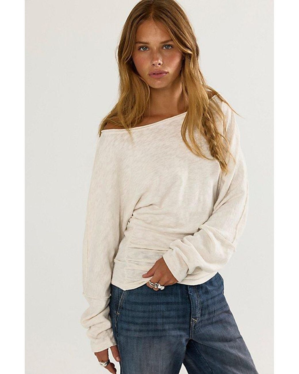 Free People Natural We The Free Europa Off-The-Shoulder Long Sleeve Top