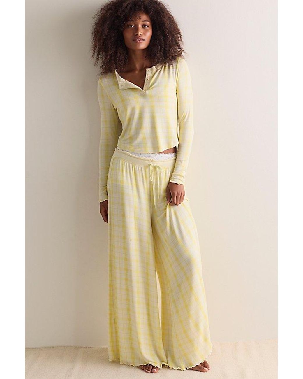 Intimately By Free People Natural Dream State Printed Henley Top By