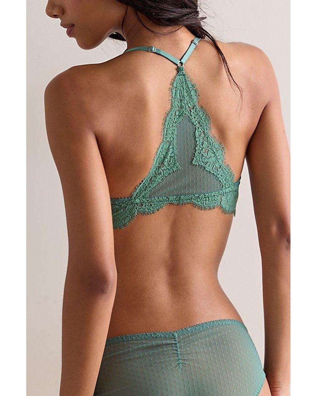 Intimately By Free People Green Fiona Mesh Front-Close Racerback Bralette By